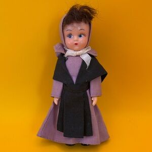 Charming Purple and Black Hooded Amish Doll